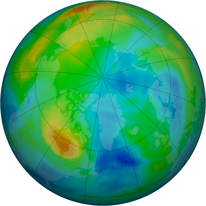 Arctic ozone map for 25 November 1982